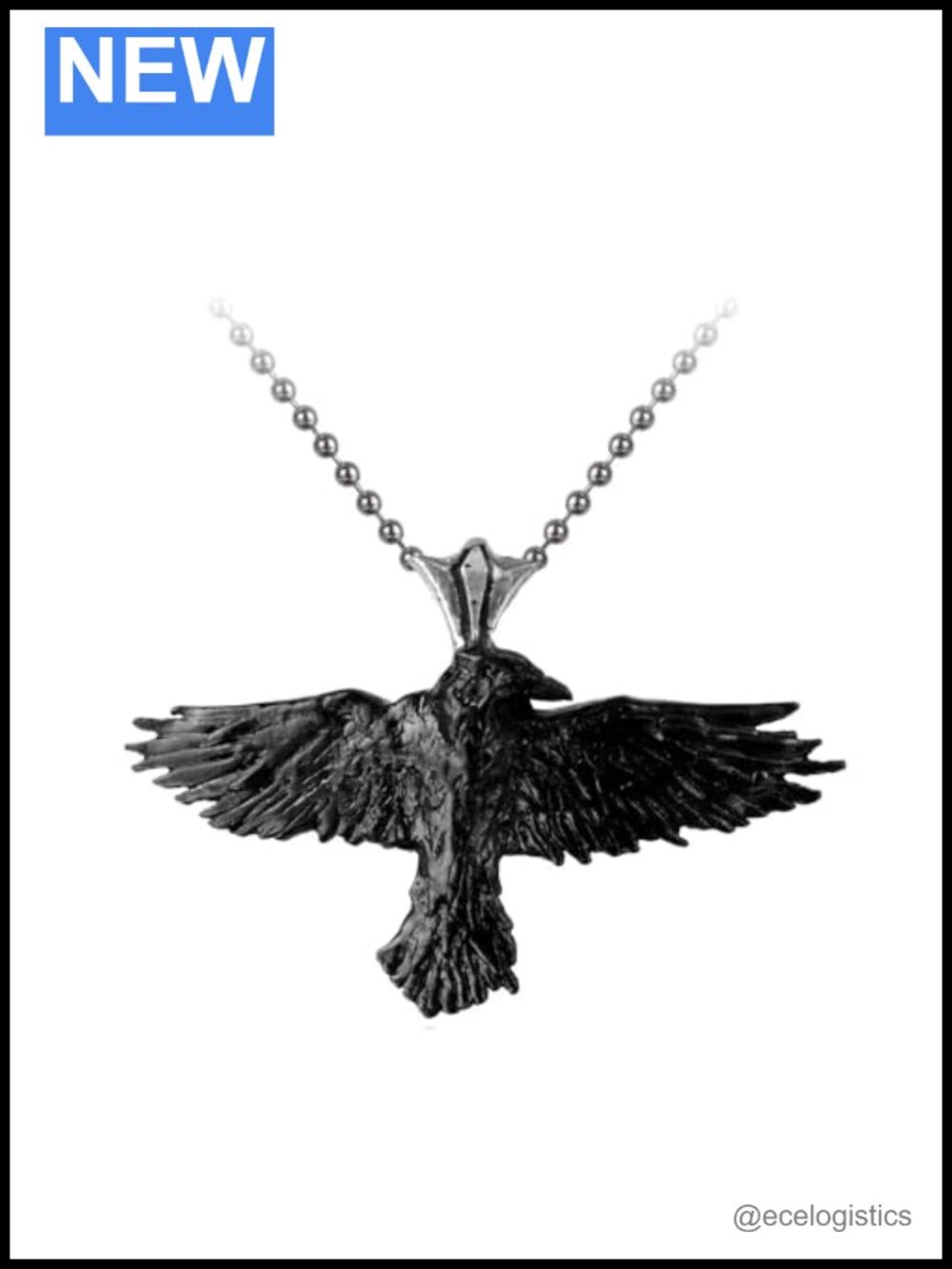 Alchemy Gothic Raven Pewter Pendant Necklace 26in Ball Chain